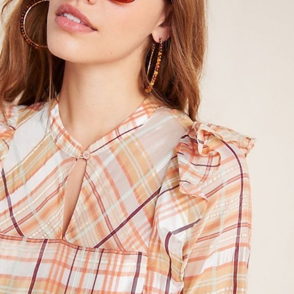 NWT Anthropologie Polly Ruffled Peasant Blouse - Picture 2 of 4